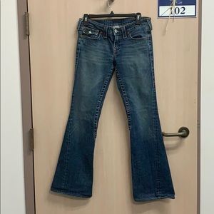 True Religion Distressed Joey Flare Leg Jeans